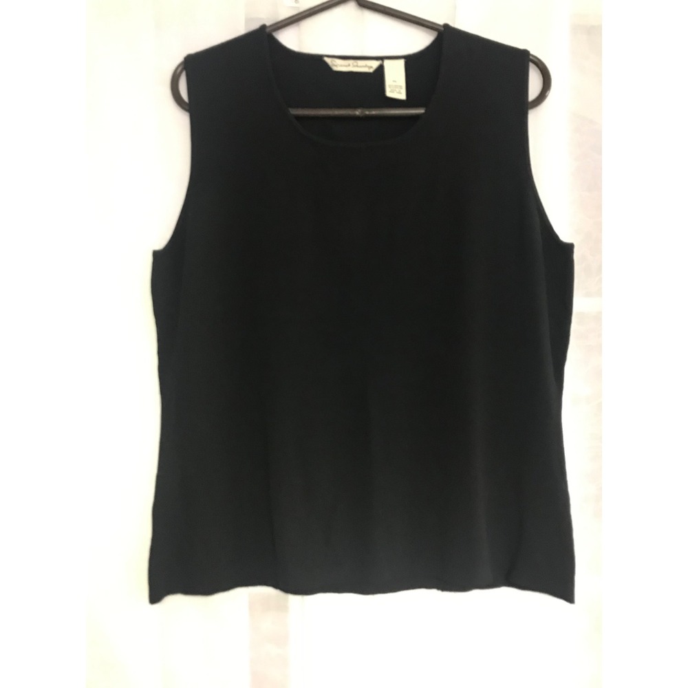 French Laundry Womens XL Black Sleeveless Knit Tank Top Round Neck‎ Rayon Blend